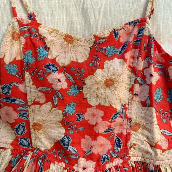 EUC. Aerie Floral Red and Pink mini Dress Sz xsm - Picture 2 of 7